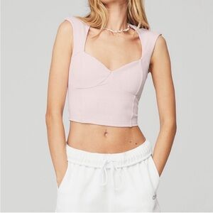 Alo Ribbed Sweetheart Short Sleeve Top